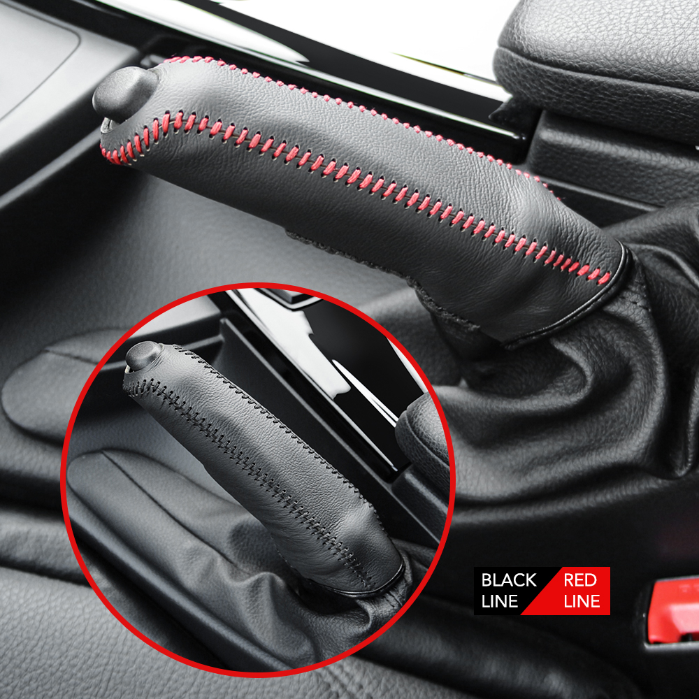 가죽 기어 핸드 브레이크 커버 포드 머스탱 포커스 MK2 Fiesta 레인저 Mondeo 에스코트 팔콘 플렉스에 대한 자동 인테리어 액세서리